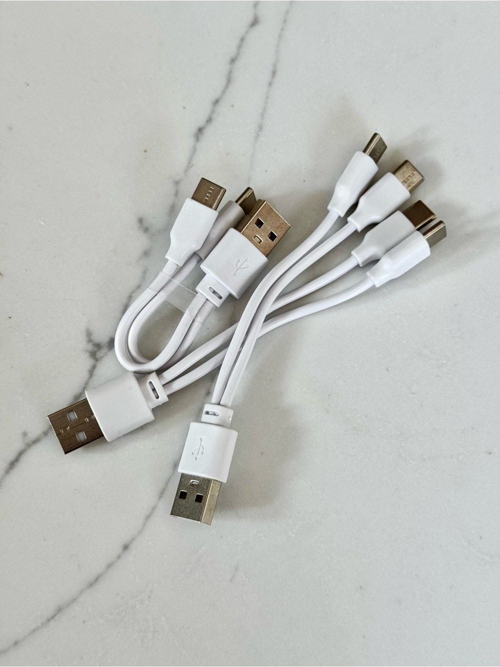 White Multi-Connector USB to double type C Charging Cable - 3 Pack